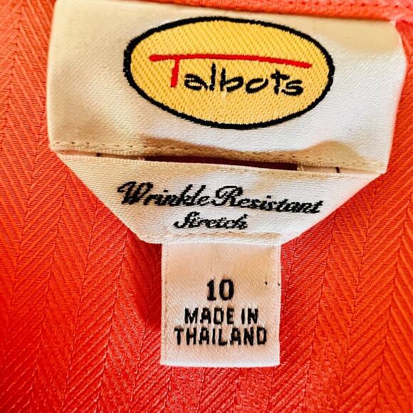 Talbots Blouse Herringbone Button Front Coral Pink Preppy Classic Size 10 - Picture 7 of 10
